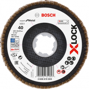 BOSCH X551 EXM Flap Disk X-Lock 40K 125mm Açılı