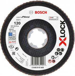 BOSCH X551 EXM Flap Disk X-Lock 120K 125mm Açılı