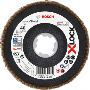 BOSCH X551 EXM Flap Disk X-Lock 40K 115mm Açılı