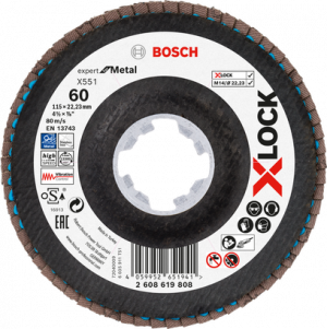 BOSCH X551 EXM Flap Disk X-Lock 60K 115mm Açılı