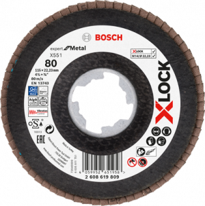 BOSCH X551 EXM Flap Disk X-Lock 80K 115mm Açılı