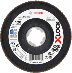BOSCH X551 EXM Flap Disk X-Lock 120K 115mm Açılı