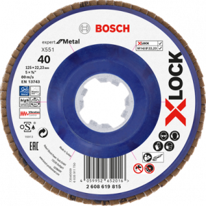 BOSCH X551 EXM Flap Disk X-Lock 40K 125mm Düz Plastik