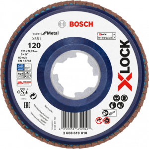 BOSCH X551 EXM Flap Disk X-Lock 120K 125mm Düz Plastik