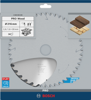 BOSCH PRO Wood Daire Test. Bıç. 216*30 mm 34 D T