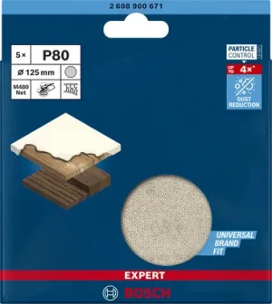 BOSCH EXPERT M480 Ağ Zımpara 125mm 80 K 5'li