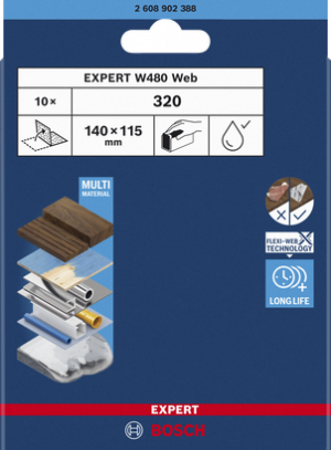 BOSCH EXPERT W480 Web Zımpara K320 10lu