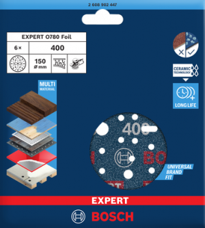 BOSCH EXPERT O780 Foil Zımpara 150mm 400K 6'lı