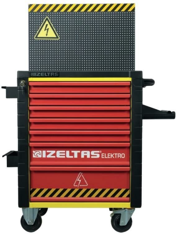 İZELTAŞ ELEKTRO TAKIM DOLABI KIRMIZI SARI 7 ÇEKMECE (DOLU 93)