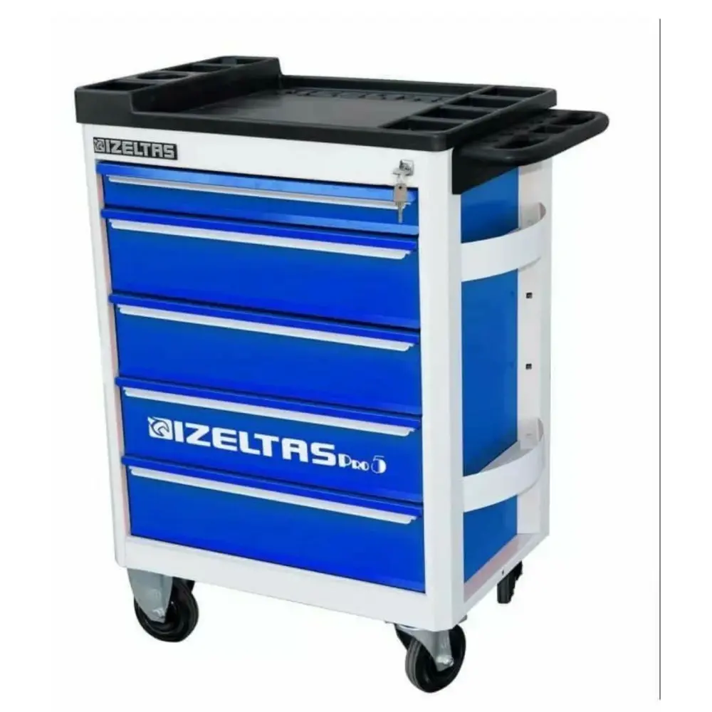 İZELTAŞ PRO SERİSİ TAKIM DOLAB  5 ÇEKMECELİ GRİ GÖVDE - MAVİ ÇEKMECE